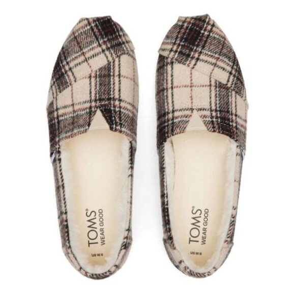Toms Shoes - TOMS Alpargata Classic Biscotti Plaid Faux Fur Sz 9 NEW w/Box